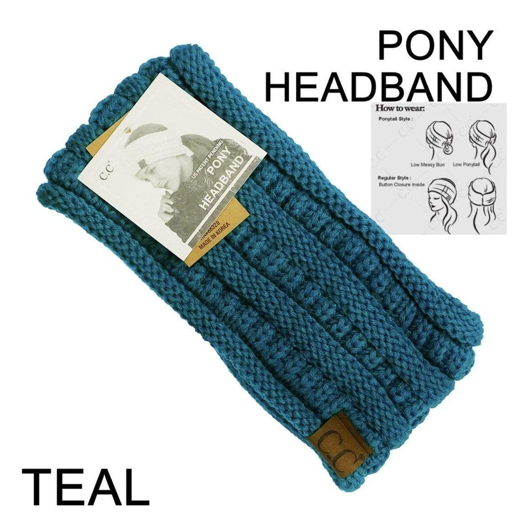 Ribbed Ponytail CC Headband-Teal