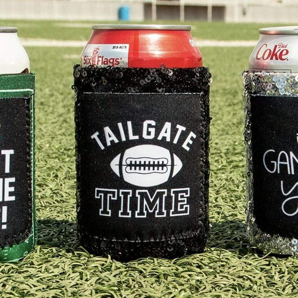 Tailgate Time Black Sequin Koozie Tailgate Time Black Sequin Koozie