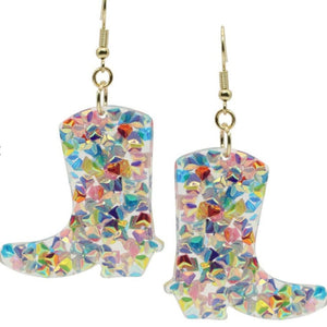 Boots Shape Acrylic Earrings-Multi Pastel