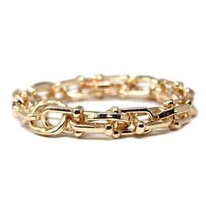 Chunky Link Chain Stretch Bracelet-Gold