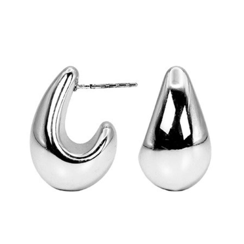 Copy of Lightweight Metal Curved Teardrop Earrings-Silver
