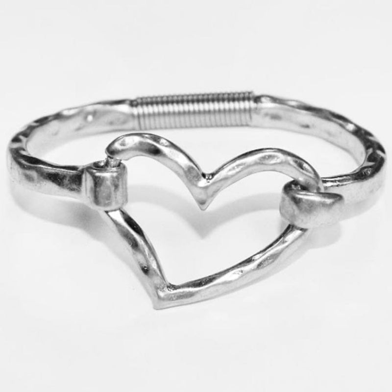 Hammered Heart Bracelet-Silver