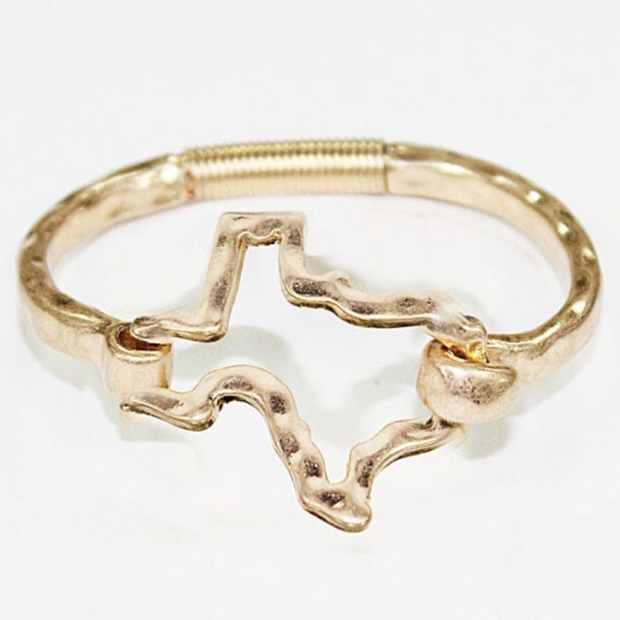 Hammered Hinged Texas Bracelet-Gold