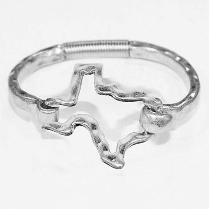 Hammered Hinged Texas Bracelet-Silver