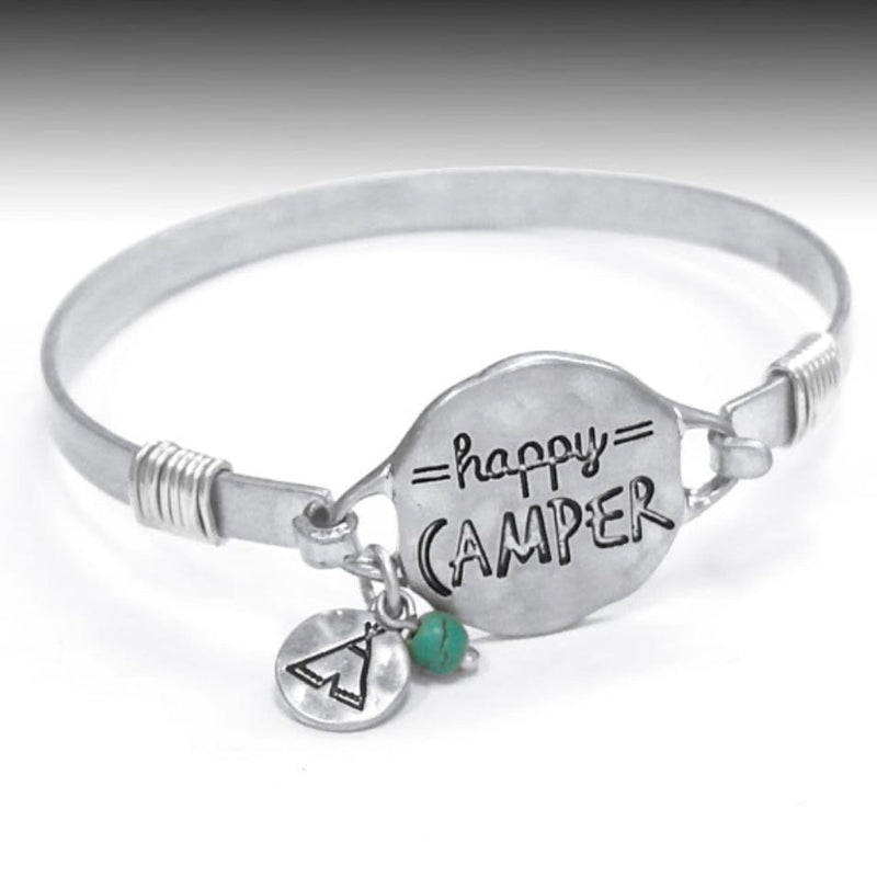 Happy CAMPER Hinged Bracelet-Silver