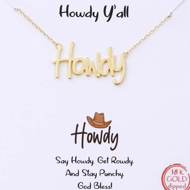 “Howdy” Gold Dipped Chain Necklace-Gold