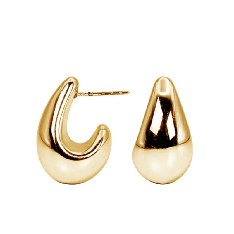 Lightweight Metal Curved Teardrop Earrings-Gold