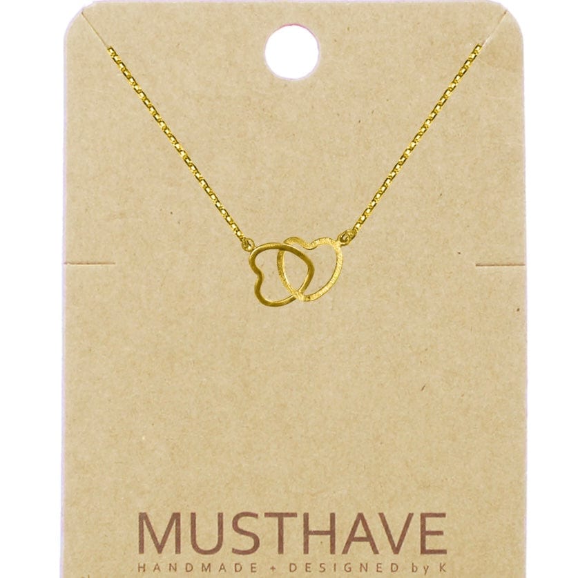 Must Have Linked Heart Small Charm Necklace-Gold