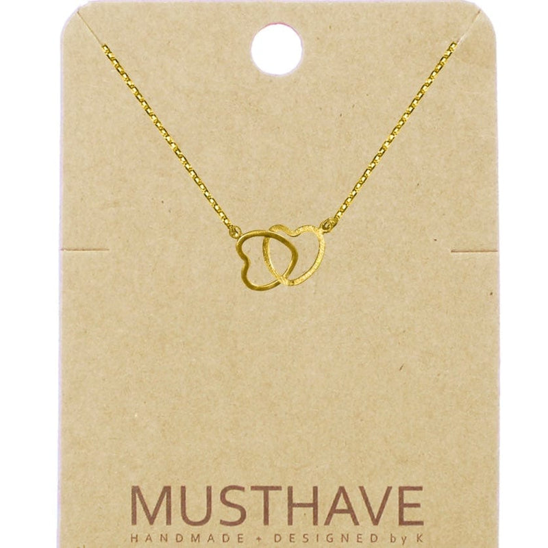Must Have Linked Heart Small Charm Necklace-Gold