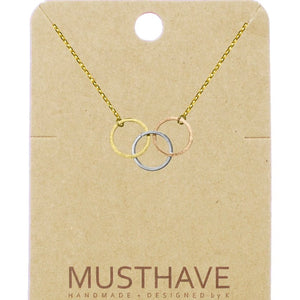 Must Have Three Piece Linked Circle Charm Necklace-Gold/Silver