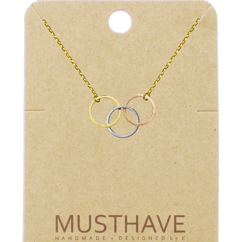 Must Have Three Piece Linked Circle Charm Necklace-Gold/Silver