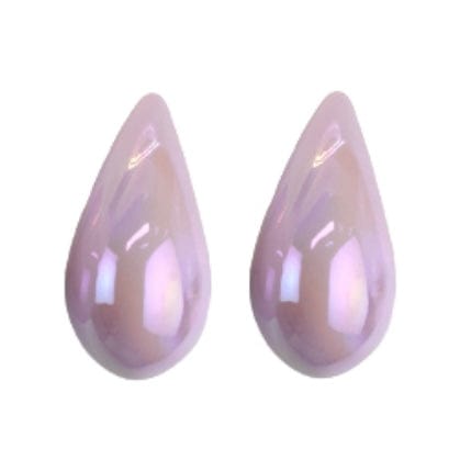 Small Resin Iridescent Lightweight Curved Teardrop Earrings-Lavender