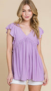 Swiss Dot Baby Doll Top-Lilac