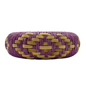 Woven Bamboo & Yarn Bangle Bracelet-Lavender