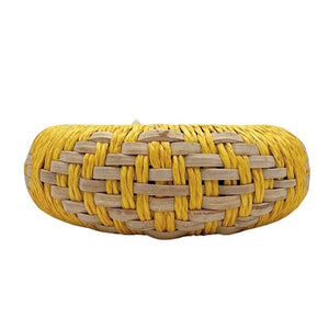 Woven Bamboo & Yarn Bangle Bracelet-Yellow