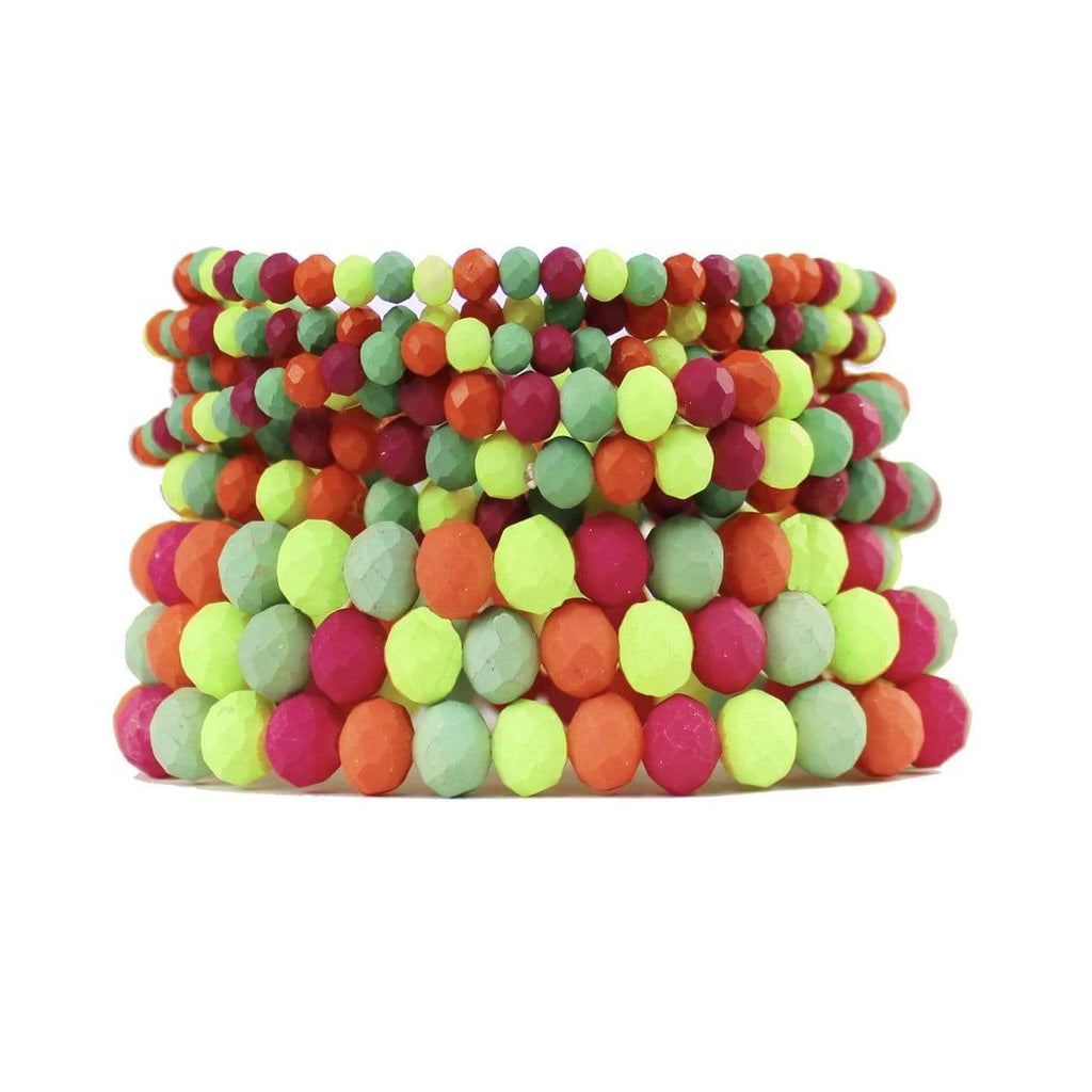 9 Piece Bead Stretch Bracelet-Multicolored