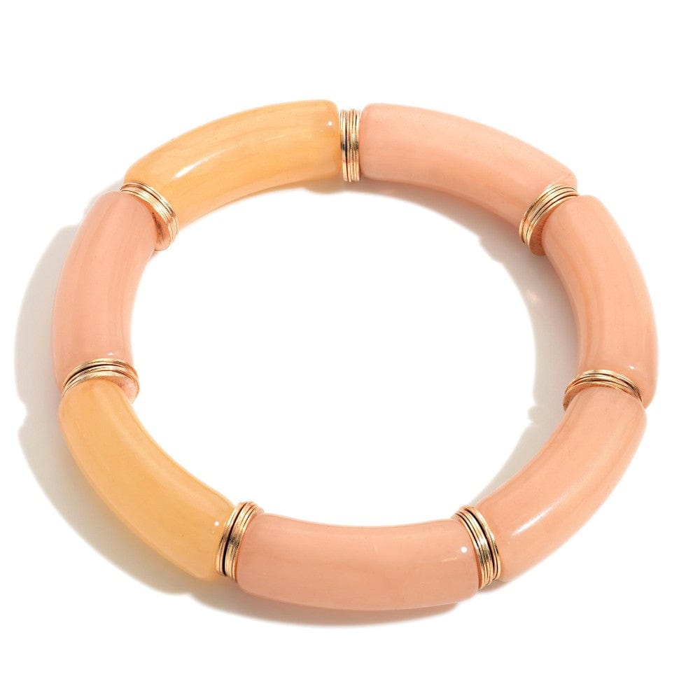 Acrylic Stretch Bracelet - Gold/Pink