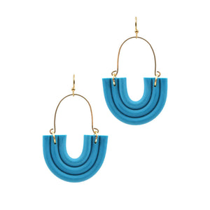 Arch Polymer Clay with Arch Wire Earrings-Teal