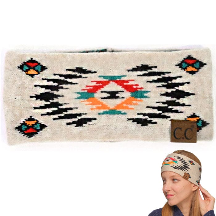 Aztec Pattern Headwrap Band-Beige