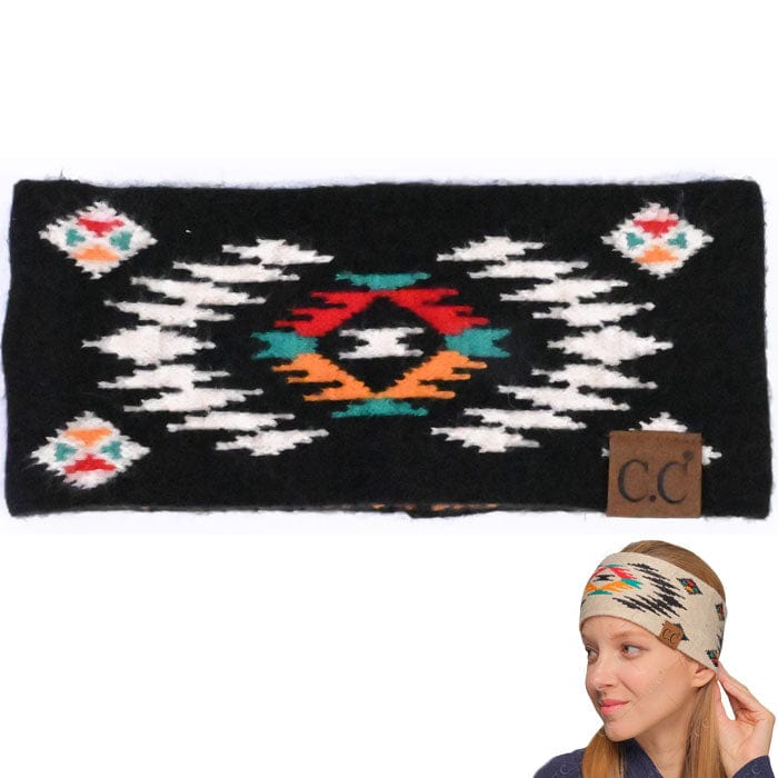Aztec Pattern Headwrap Band-Black