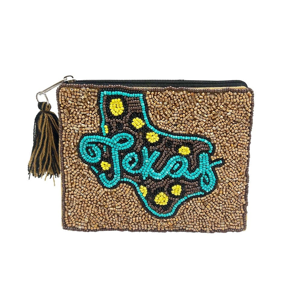 Beaded Texas Pouch - Gold/Brown