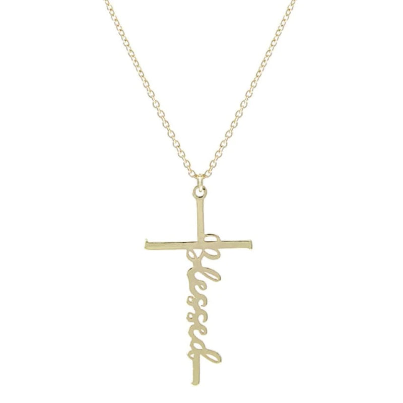 Blessed Cross Pendant Necklace-Gold