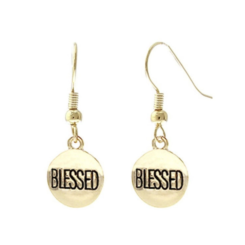 Blessed Dangle Drop Earrings-Gold