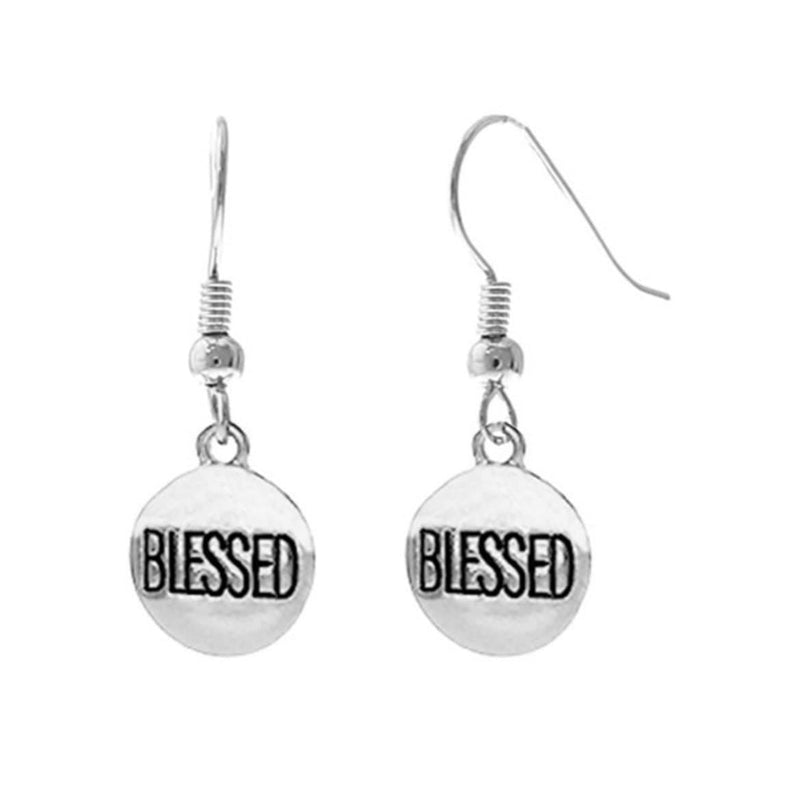 Blessed Dangle Drop Earrings-Silver