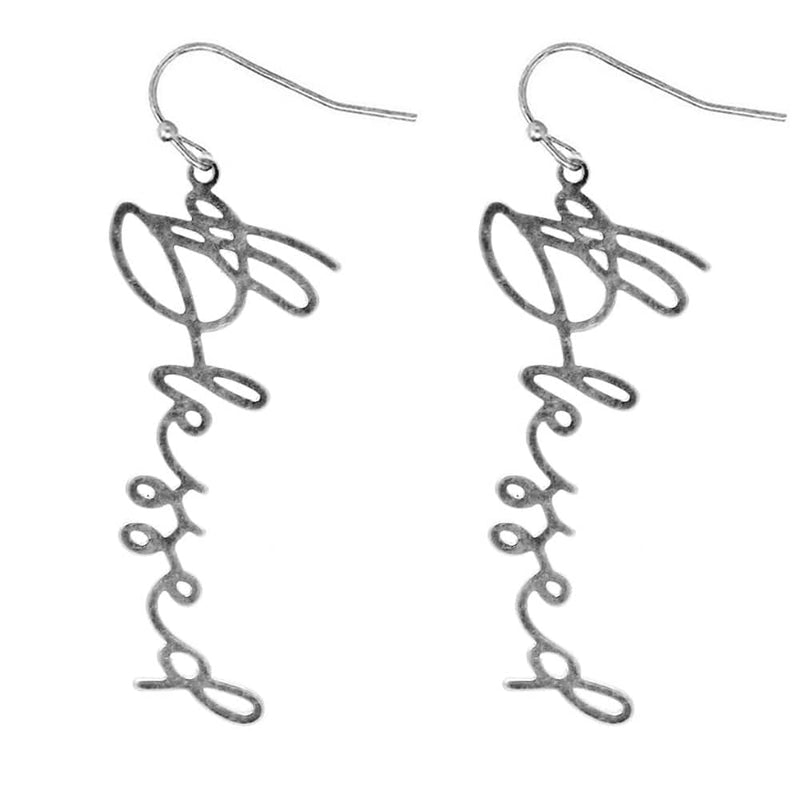 Blessed Drop Earrings-Silver