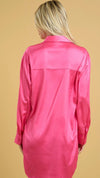 Button Down Shirt Dress-Pink