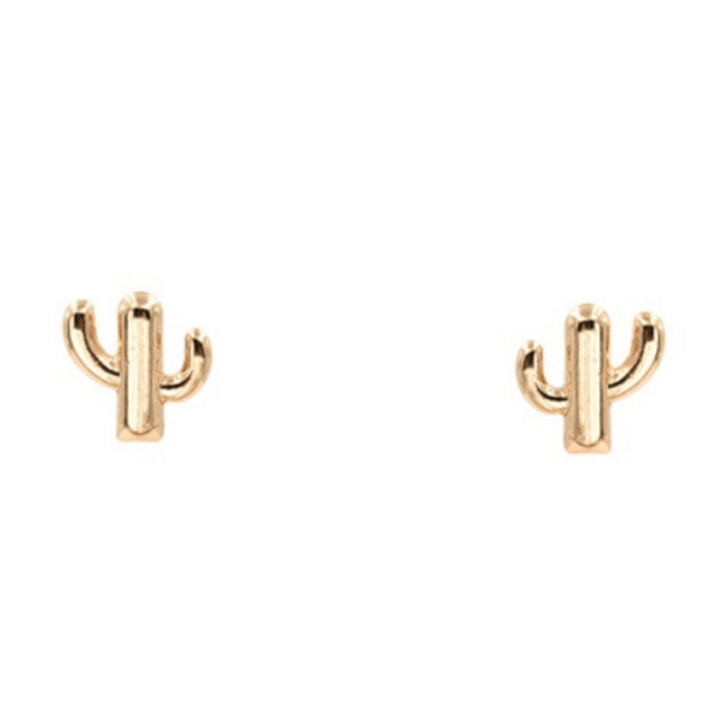 Cactus Stud Earrings-Gold