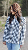 Checkered Houndstooth Tunic Top-Black/Ivory