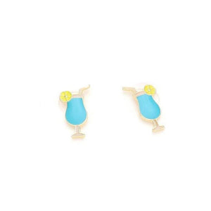 Cocktail Stud Earrings- Blue