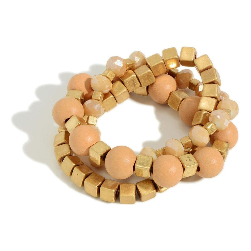 Copy of Stretchy Beaded Bracelet Set with Wood Accents