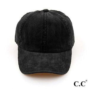 Corduroy Ponytail Hat - Black