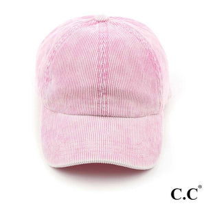 Corduroy Ponytail Hat - Pink