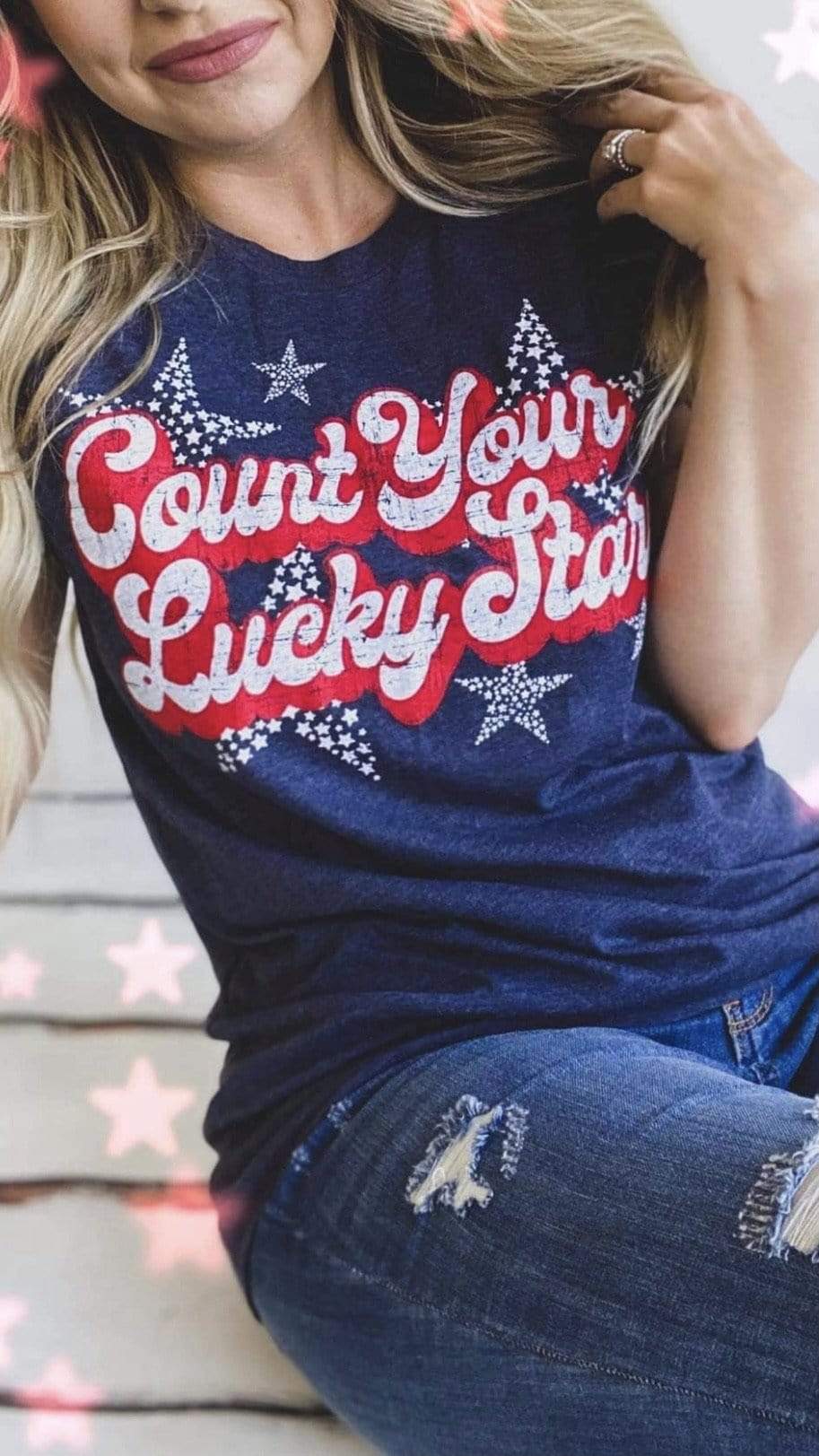 Count Your Lucky Stars Graphic Tee-Navy