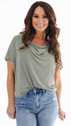Cowl Neck Top-Pale Olive