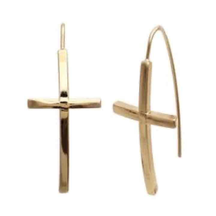 Cross Fish Hook Earrings-Gold