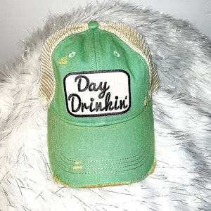 Day Drinkin' Distressed Trucker Hat-Multiple Colors