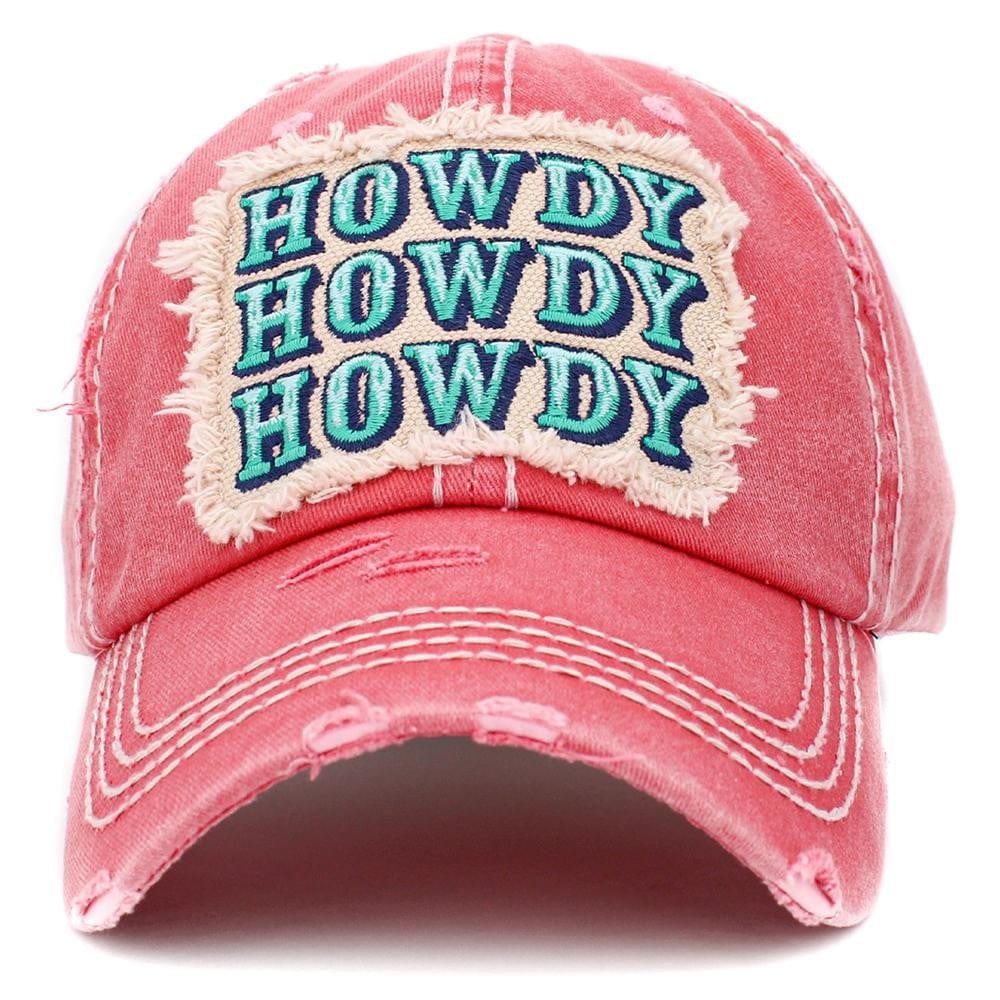 Distressed Howdy Hat - Pink/Teal