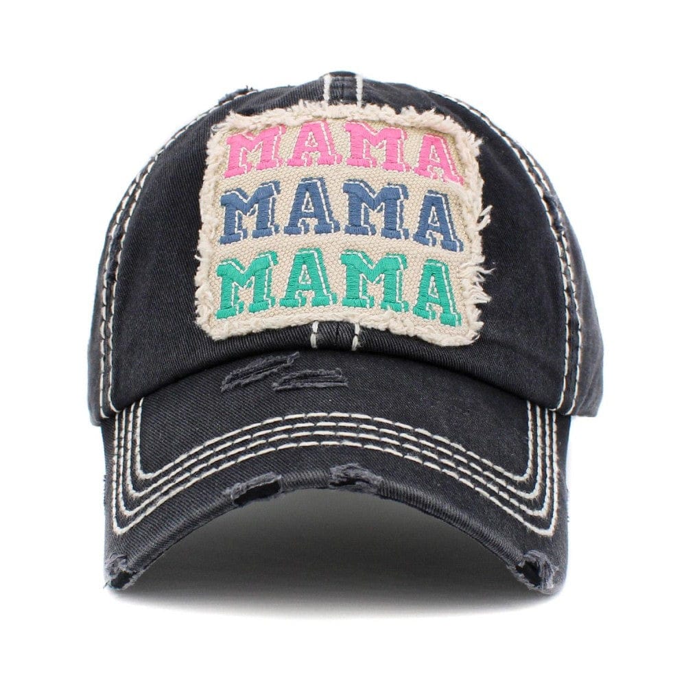 Distressed Mama Hat - Black