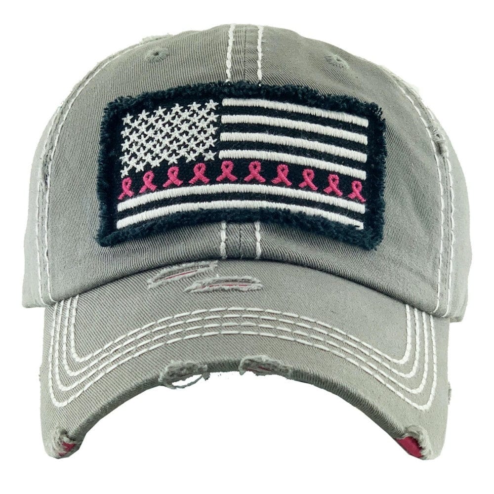 Distressed USA Breast Cancer Awareness Hat - Green