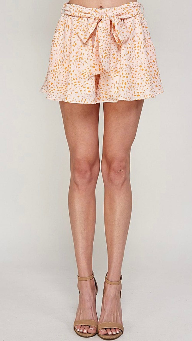 Dot Print Pull On Shorts-Ivory/Yellow/Lavender