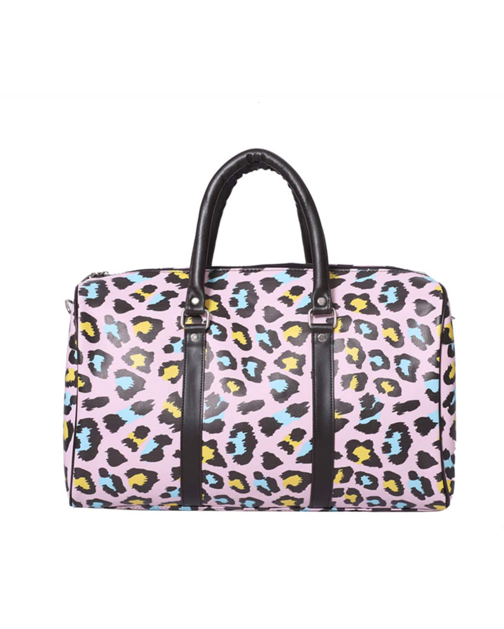 Double Handle Leopard Print Duffle Bag-Pink