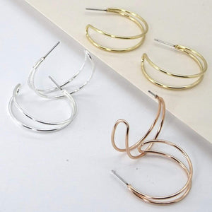 Double Wired Hoop Earrings-Rose Gold