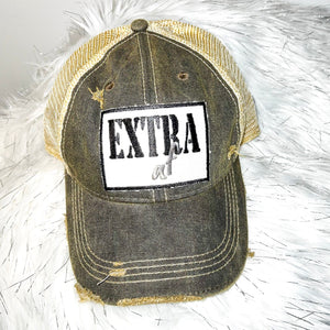 Extra af Distressed Trucker Hat-Black Denim