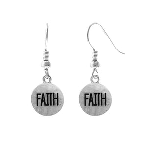Faith Dangle Drop Earrings-Silver