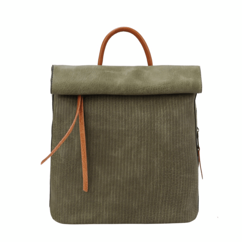 Fashion Punched Backpack Handbag-Olive