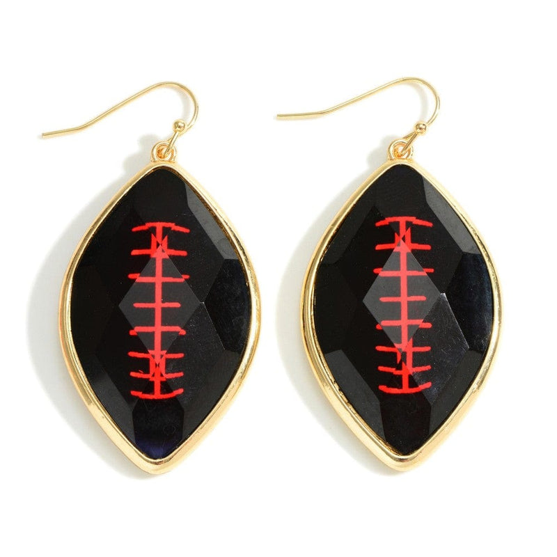 Football Drop Earrings - Gold/Black